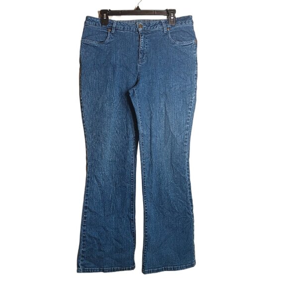 Kim Rogers Bootcut Jeans Womens 16 Petite Medium Wash High Rise Stretch Denim - Picture 1 of 4